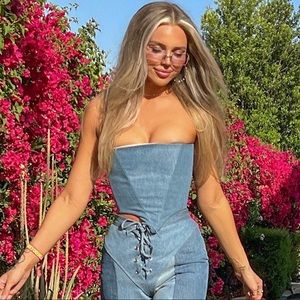 Revolve Sami Miro Vintage Corset Top in Denim